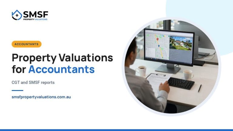 Property Valuations for Accountants. An accountant reviewing a property map and report on screen. SMSF Property Valuations